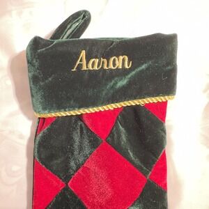 Christmas Hanging‎ Stocking "Aaron" Burgundy/Green Checkered